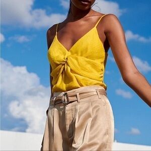 Banana Republic Spaghetti Strap Twist Front Top Yellow Women’s Size Medium